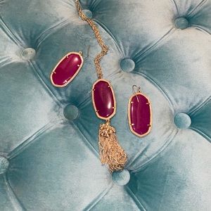 Kendra Scott Long Pendant Tassel Necklace&Earrings